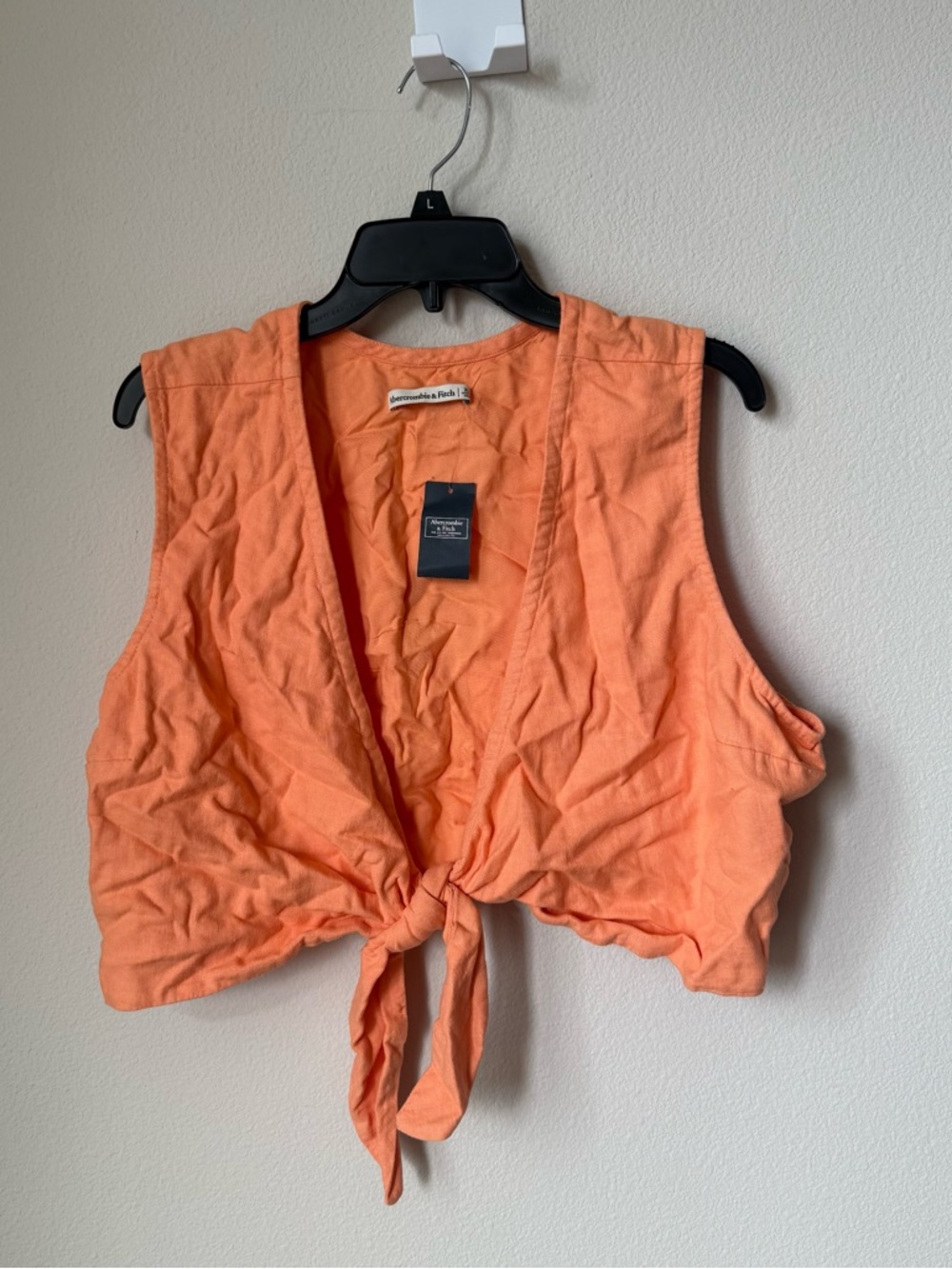 Abercrombie & Fitch Coral Tie-Front Crop Camisole